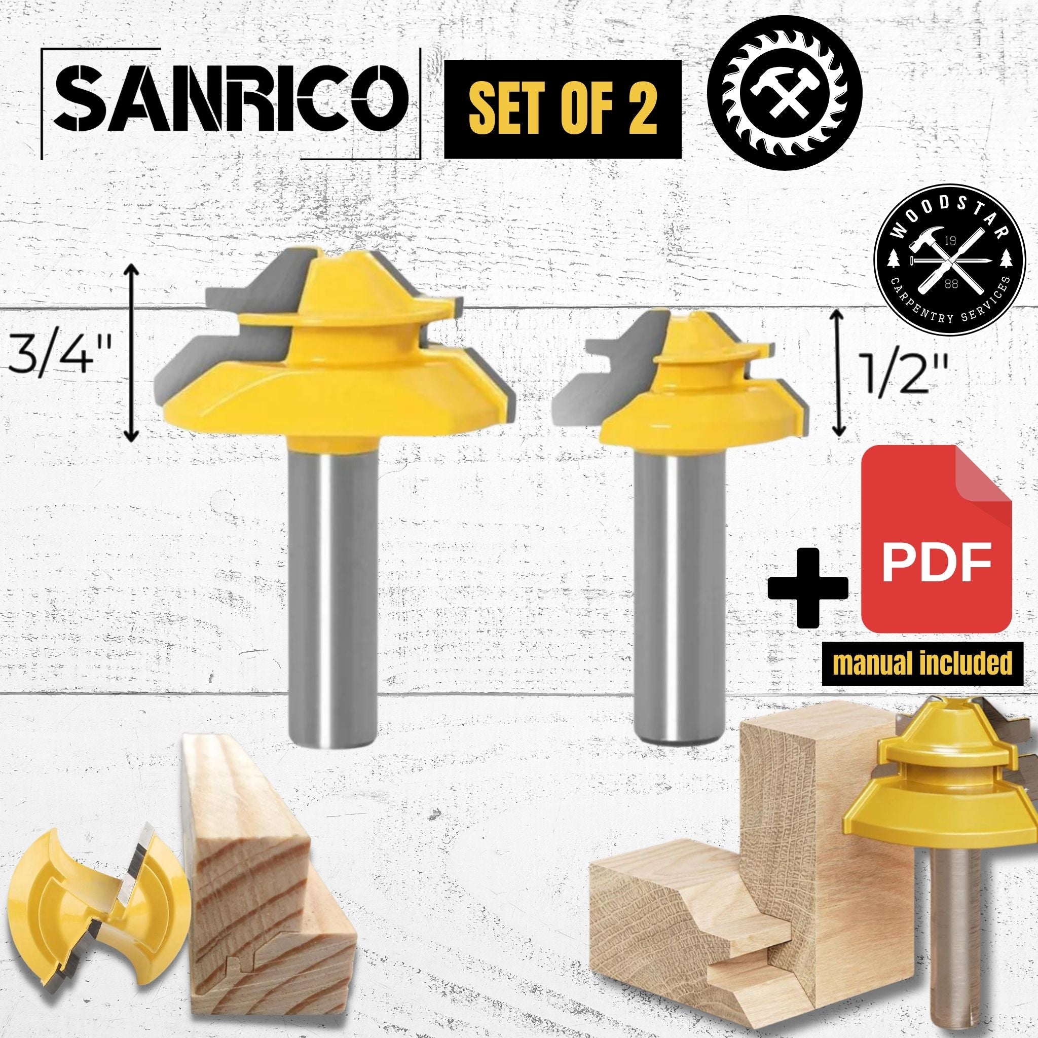 Double Mitre Router Bit SANRICO Lock Miter Router Bit (2 pcs) – BOXACY